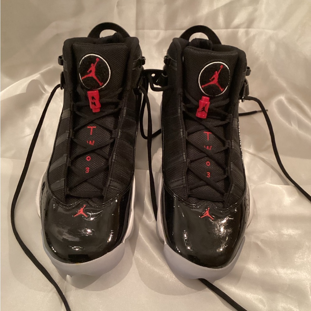 Air Jordan Black and Red High-Top Athletic Shoes
